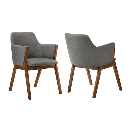 Armen Living Renzo Charcoal Fabric and Walnut Wood Dining Side Chairs, PK2 LCRESIWACH